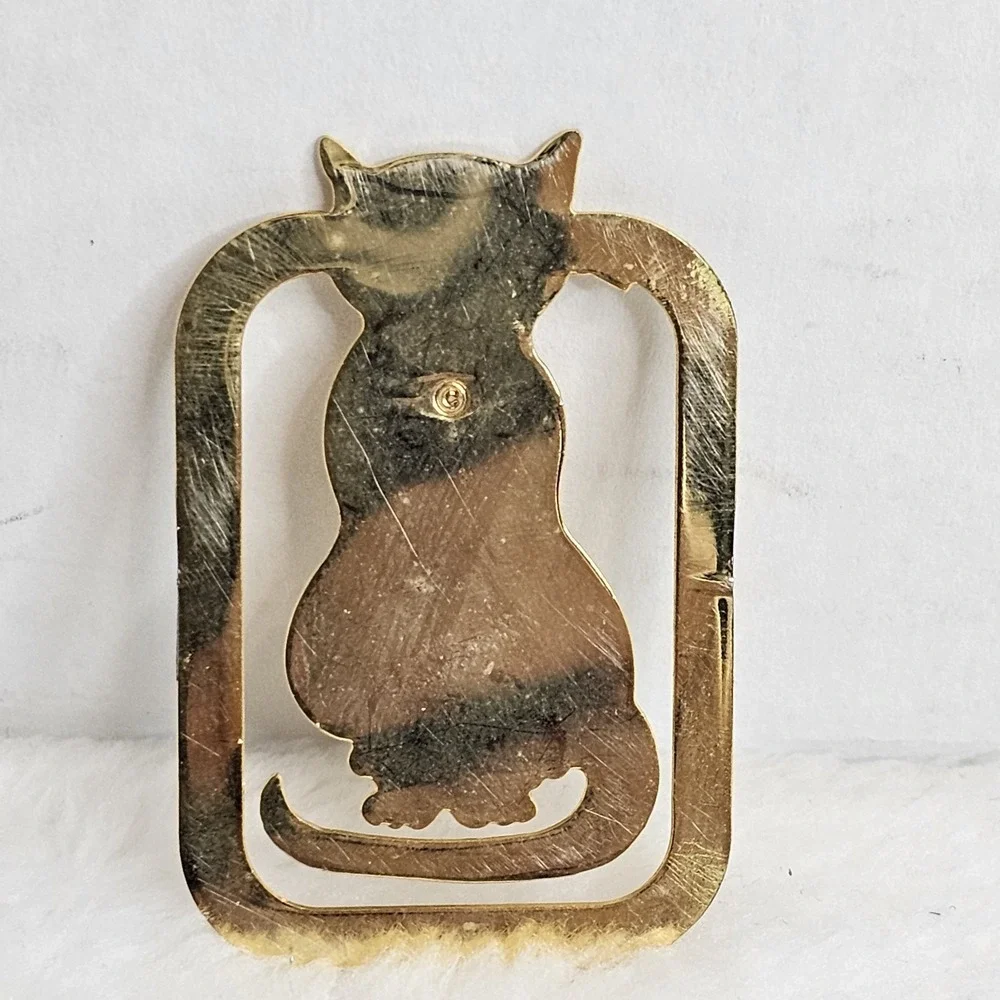 Gold Tone Cat Money Clip Book Mark